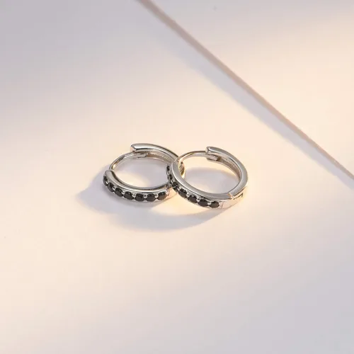 Miniatura 4 de SWEETV Aretes de aro de plata de ley 925 para mujeres y niñas, pequeños aretes de aro para cartílago