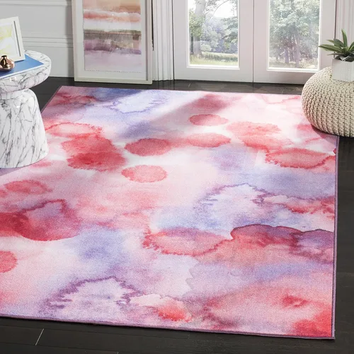 Miniatura 7 de SAFAVIEH Colección de pinceles de pintura para alfombras lavables, alfombra de 2 pies 2 pulgadas x 8 pies, fucsia y lavanda, antideslizante y fácil