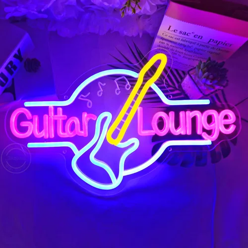 Miniatura 7 de Britrio Letrero de neón de guitarra, decoración de pared, sala de música en vivo, sala de bandas, sala de estar, oficina, dormitorio, hombre, cueva