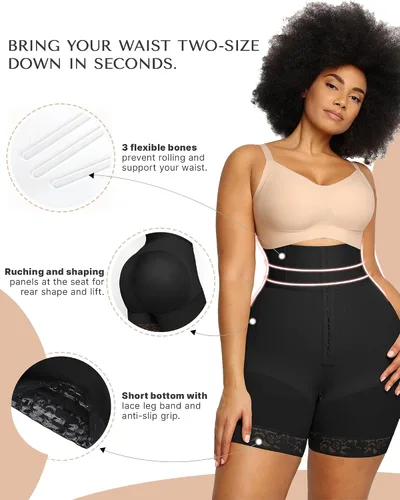Miniatura 4 de SHAPELLX Pantalones cortos moldeadores de cuerpo de cintura alta para mujer, control de abdomen, adelgazantes, pantalones cortos para levantamiento