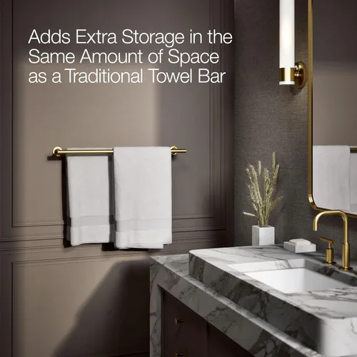 Miniatura 3 de Kohler 14375-2MB Purist® - Toallero doble de 24 pulgadas, latón cepillado vibrante
