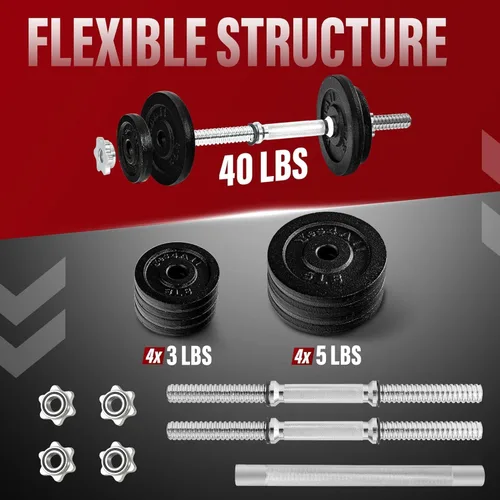 Miniatura 2 de Yes4All Old School Adjustable Dumbbell Set with Weight Plates, Star Lock Collars/Connector, 40lbs to 200lbs Adjustable Weight Plates Set