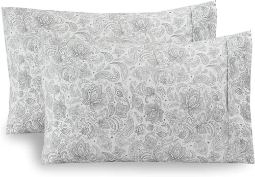 Elegant Comfort Juego de 2 fundas de almohada estampadas con patrón de microfibra de calidad egipcia de 1500 hilos, diseño clásico, tejido suave y