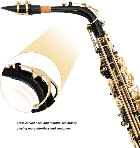 Miniatura 5 de EASTROCK Saxofón Alto Negro/Dorado Mi Bemol Kit Completo para Estudiantes Principiantes con Estuche de Transporte, Boquilla, Almohadillas Cojín