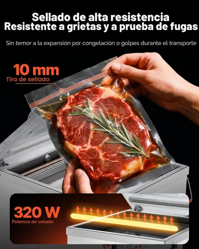Miniatura 3 de VEVOR Sellador al vacío de cámara, potencia de sellado de 320 W, máquina de envasado al vacío para alimentos húmedos, carnes, adobos y más