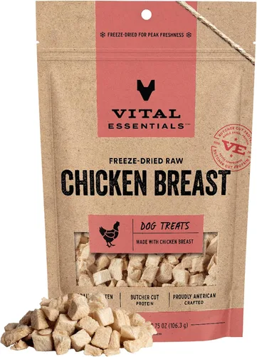 Miniatura 12 de Vital Essentials Golosinas liofilizadas para perros Pechuga de pollo, ingrediente único Calidad premium Golosinas de entrenamiento sin granos