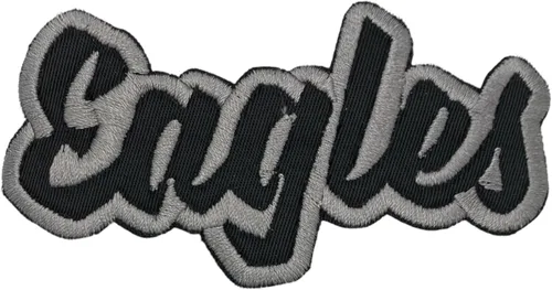 Miniatura 24 de (2 x 4 pulgadas) Eagles, espíritu de equipo, bordado, parche para planchar (sarga blanca/contorno verde)