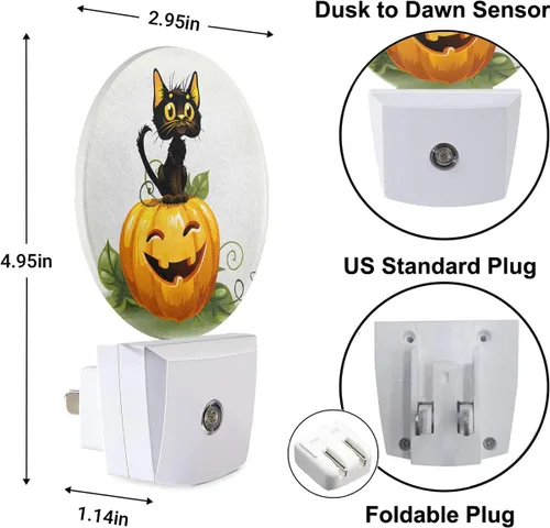Miniatura 3 de LEDLAMP3016 - Luz nocturna enchufable para Acción de Gracias, cosecha, gato, gato, divertido, calabaza, enchufable, luz nocturna de Multicolor35