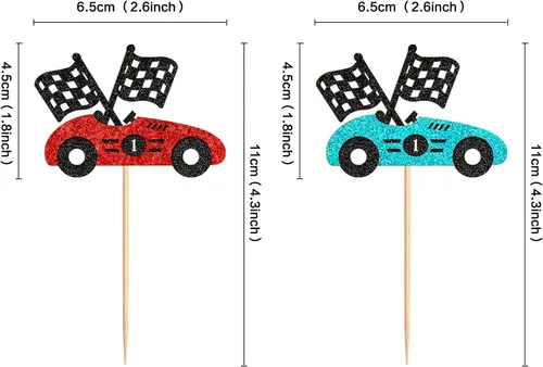 Miniatura 2 de 24 piezas de adornos para cupcakes de coche de carreras, trofeo brillante, bandera de carreras, decoraciones de pastel con temática de carreras