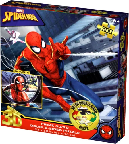 Prime 3D Marvel Spider-Man - Rompecabezas 3D de 500 piezas para adultos y niños, actividad de movimiento y profundidad de 24 x 18 pulgadas, regalo