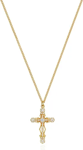 Miniatura 107 de Fettero - Collar con dije de cruz de fe, chapado en oro de 14 K, cadena fina, minimalista, simple, pequeña, para oración, regalo de joyería religiosa