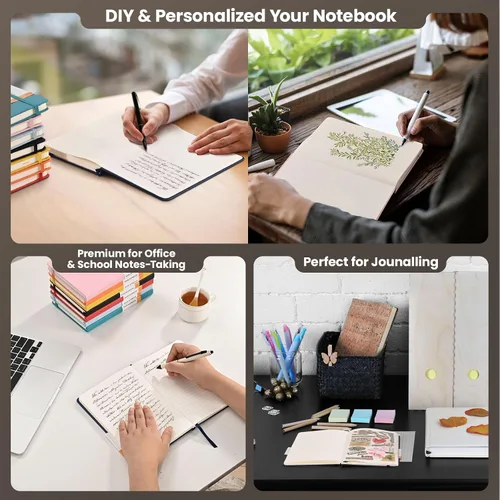 Miniatura 6 de Cuadernos con líneas para escribir de 5.5 x 8.2 pulgadas, 160 páginas tamaño A5 con bolsillo expandible, cuadernos de tapa dura para el trabajo