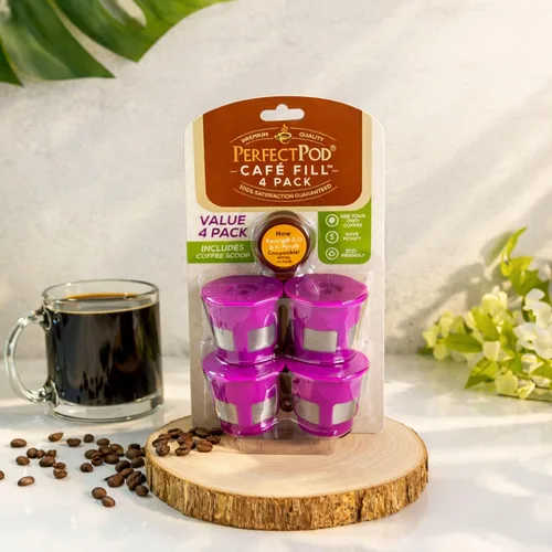 Miniatura 5 de Perfect Pod - Paquete de 4 cápsulas de café recargables reutilizables de 1 corriente más cucharada de café de Perfect Pod - Compatible con cafeteras