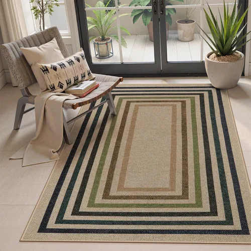 Miniatura 25 de Alfombra Moderna de Yute Fácil de Limpiar Arcoíris Lahome, 2x6 Alfombra de Pasillo Lavable para Cocina, Alfombras de Pasillo para Pasillos, Alfombra
