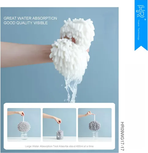 Miniatura 5 de HR Huare Technology Toallas de mano de chenilla, bola mullida de felpilla ultra absorbente, secado instantáneo, toalla de mano suave como la nube