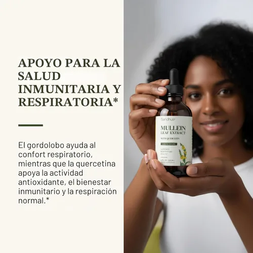Miniatura 6 de Sandhu's Gotas de gordolobo para pulmones Suplemento de extracto de hoja de gordolobo para apoyo a la salud inmunológica, pulmonar y respiratoria