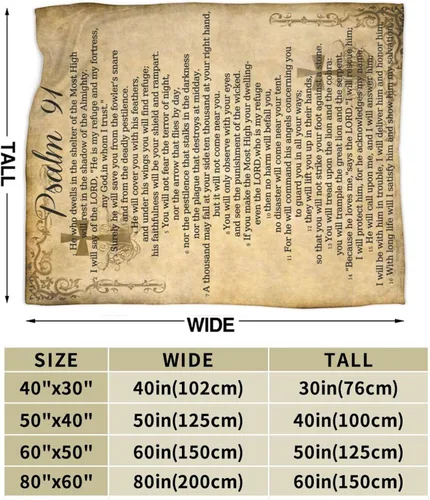Miniatura 3 de Manta de salmo 91, regalos cristianos (50 x 40 pulgadas), manta religiosa, suave, ligera, acogedora manta de felpa cálida para mujeres y hombres