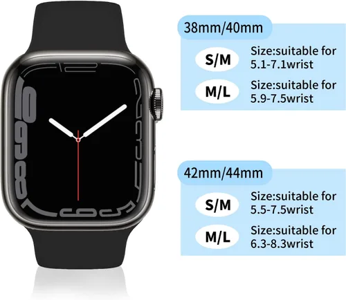 Miniatura 7 de JXGM - Correas compatibles con Apple Watch de 1.49, 1.57, 1.61, 1.65, 1.73, 1.77 pulgadas (38/40/41/42/44/45mm), correas deportivas de repuesto