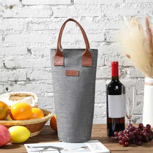 Miniatura 5 de Shappy Paquete de 6 bolsas de vino para una sola botella, 1 botella aislada, bolsa de vino protectora térmica, enfriador de vino acolchado portátil