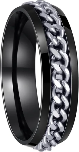 Miniatura 26 de Anillos giratorios para la ansiedad para hombre, anillos clásicos de cadena para mujeres y adultos, anillo de acero de titanio