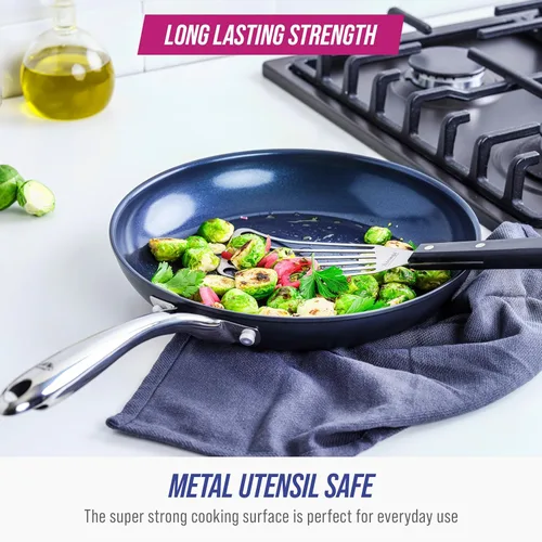 Miniatura 6 de Blue Diamond Cookware Sartén Antiadherente de Cerámica Anodizada Dura, Sartén Skillet de 8 Pulgadas, Sin PFAS, Apto para Lavavajillas, Apto