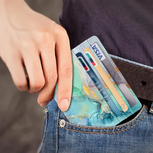 Miniatura 89 de Fintie Billetera delgada y minimalista para bolsillo frontal, con bloqueo RFID, tarjetero y ventana de identificación, para hombre o mujer
