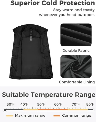 Miniatura 3 de Wantdo Chalecos acolchados para mujer, chaleco de invierno grueso, chaleco de burbujas cálido, abrigo de invierno
