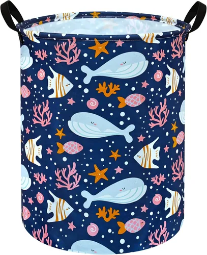 Miniatura 17 de Cesta de almacenamiento para ropa sucia para niños, cesta organizadora de lavandería, caja de ropa, cesta de regalo con asas (unicornio)