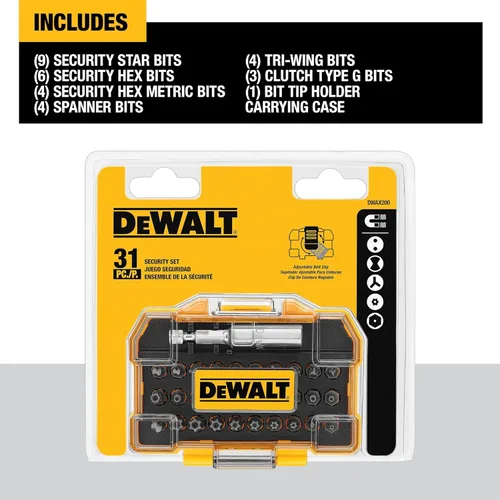 DEWALT DWAX200 Juego de destornilladores de seguridad, 31 piezas (Paquete de 5)