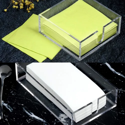 Miniatura 3 de Servilletero acrílico para mesa de cóctel, servilleta transparente para bebidas, cuadrado, rectangular, para cena, cocina, baño, restaurante, bar