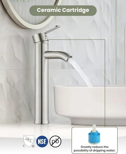 Miniatura 7 de gotonovo Grifo de lavabo Vessel Moderno Grifo de baño alto de una sola manija con un agujero de acero inoxidable para lavabo de baño en RV Mezclador