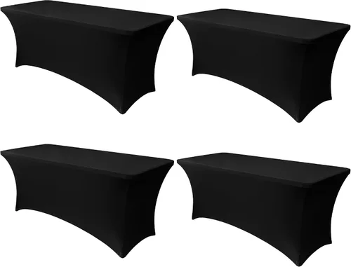 Miniatura 69 de Obstal Funda de mesa de elastano elástica de 4 pies para mesas plegables estándar, paquete de 2 manteles rectangulares universales ajustables