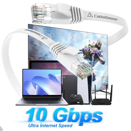 Miniatura 2 de Cable Ethernet Cat 6 de 30 pies, para interiores y exteriores, cable de red plano de Internet de alta velocidad de 10 Gbps, cable de conexión