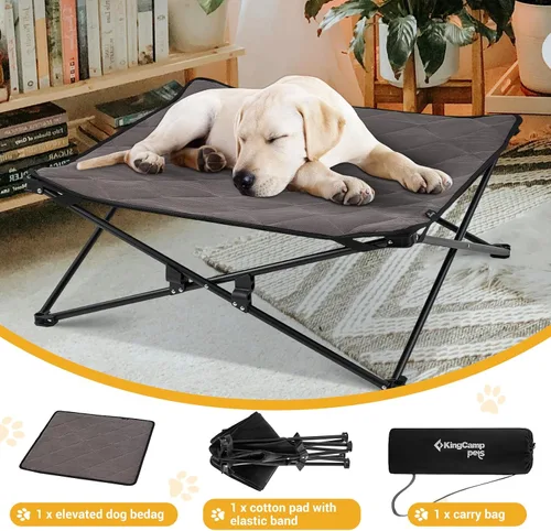 Miniatura 6 de KingCamp Cama elevada para perros pequeños, cama de mascotas elevada y de enfriamiento para exteriores con malla transpirable lavable y pies