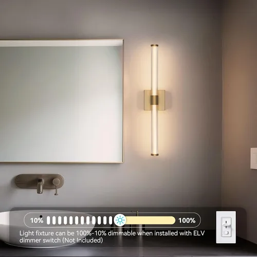 Miniatura 5 de Tubicen Luz de tocador lineal negra vertical LED luz de pared 360° iluminación completa 12W Horizontal baño tubo barra luz sobre espejo 25 pulgadas