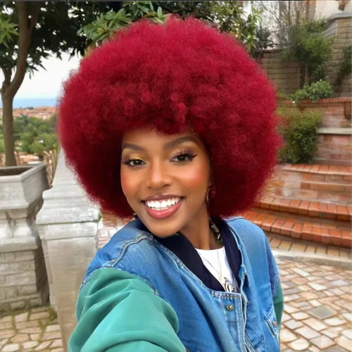 Miniatura 13 de Peluca rizada de los años 70 para mujeres negras, peluca afro afro afro de aspecto natural grande y flexible, 8 pulgadas