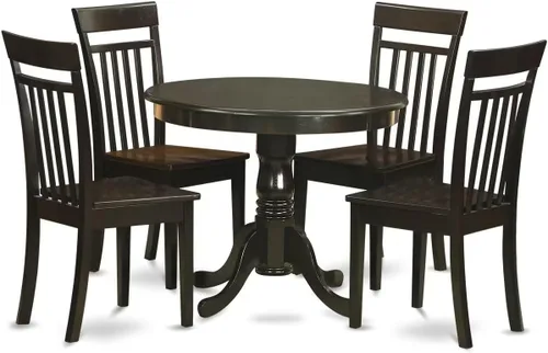 Miniatura 15 de East West Furniture AANCA5-MAH-W Juego de mesa de comedor de 5 piezas incluye una mesa de cocina redonda con pedestal y 4 sillas de comedor, 36 x 36