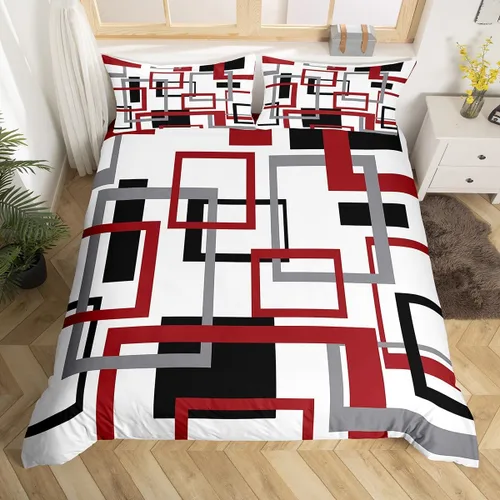 Miniatura 12 de Erosebridal Funda de edredón a rayas color negro y beige, funda de edredón bohemia moderna geométrica abstracta para mujeres, hombres y adultos