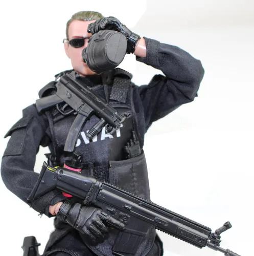 Miniatura 3 de BJPEY Figuras de acción de 12 pulgadas, juguete de figura de soldado flexible con soporte 1:6 (SWAT)