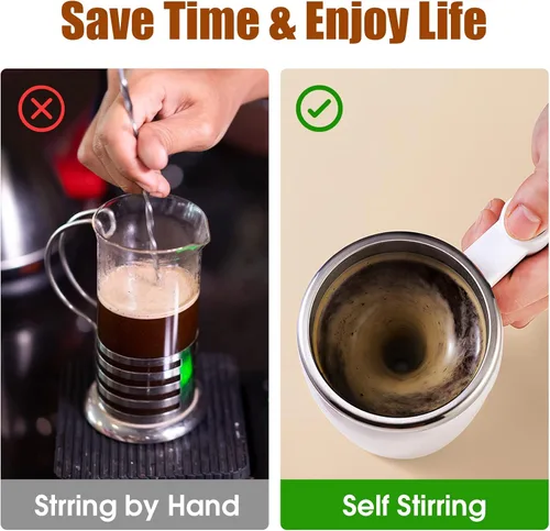 Miniatura 2 de Taza de café autoagitable: taza de café automática recargable con agitador magnético y tapa, taza de café de viaje para leche, cacao, oficina