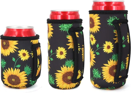 Paquete de 3 Fundas Reutilizables de Neopreno Aislantes para Latas con Asa para Refrescos, Bebidas Energéticas, Gaseosas, Cerveza, Hard Seltzer,