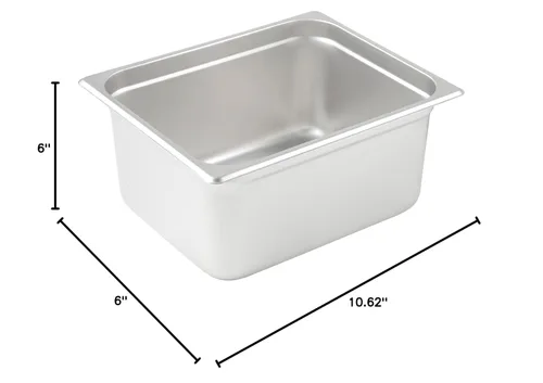 Miniatura 5 de Winco Bandeja de vapor anti-atasco, media bandeja x 6 pulgadas, peso estándar, acero inoxidable, mediano