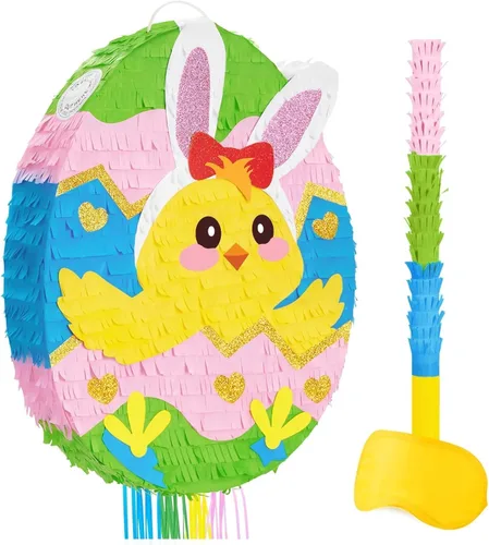 Miniatura 34 de WERNNSAI - Piñata de sirena plegable, piñata de cumpleaños con flecos que incluye cuerda para jalar, venda y bate. Decoraciones