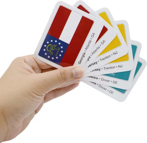 Miniatura 3 de Menique Juego de Memoria de Banderas de Estados de EE. UU. – 100 Tarjetas (50 Parejas) – Aprende Banderas de Estados, Capitales y Abreviaturas