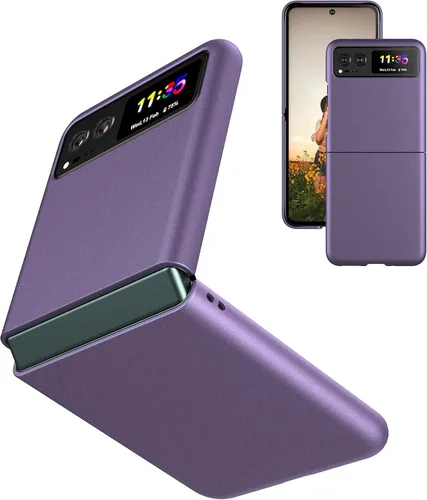 Miniatura 12 de Funda delgada para Moto Razr 2023, parte trasera de policarbonato duro, sensación esmerilada, soporte de carga inalámbrica, ligera, a prueba de Negro