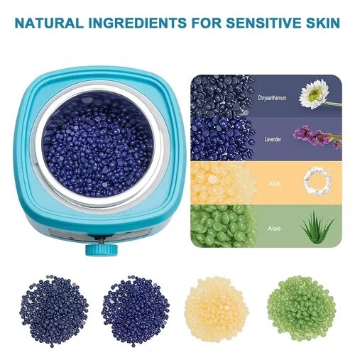 Miniatura 4 de Calentador de cera para depilación – Indoloroso sin estribos con 4 bolsas de granos de cera gruesa para el cabello para mujeres y hombres, cejas