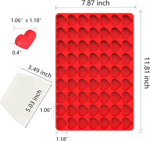 Miniatura 6 de Moldes de silicona con forma de corazón para gomitas, dulces, chocolate, pequeños moldes caseros con raspador (1 unidad de corazón)