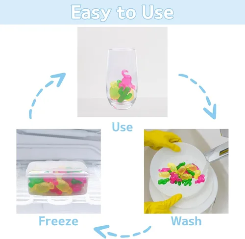 Miniatura 4 de BYTTME Cubos de hielo reutilizables con tapa y contenedor, hielo de plástico para bebidas sin BPA, cubos recongelables coloridos para hieleras