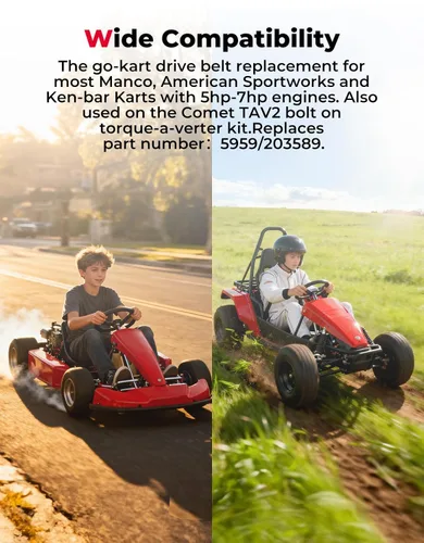 Miniatura 7 de KEMIMOTO Go Kart Serie 30 reemplaza Manco 5959 / Comet 203589 Compatible con Coleman KT196 CK196 GK200 Manco Dingo TrailMaster, Correas