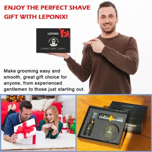 Miniatura 4 de Kit de afeitado para hombres, el kit esencial incluye crema de afeitar de sándalo, loción para después del afeitado para hombres y aceite para antes